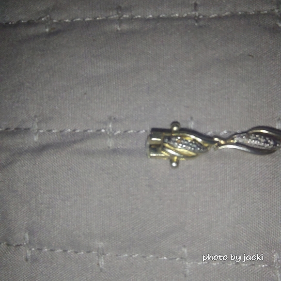 Gold over 925 Sterling Silver wave Bracelet accented w/diamonds - Picture 2 of 8